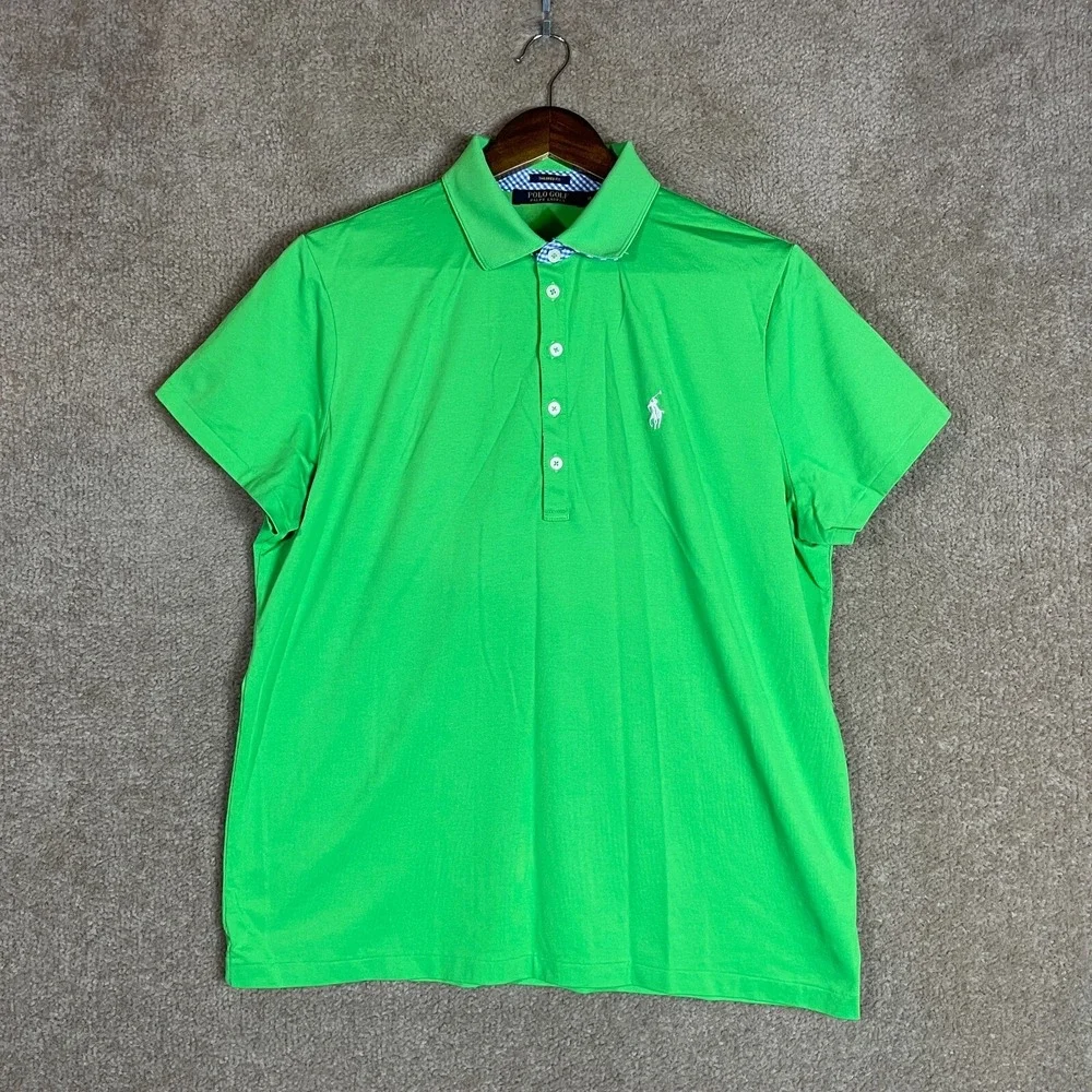 Polo Ralph Lauren Polo Golf Shirt Men's XL Green Tailored Fit Stretch Rugby Knit